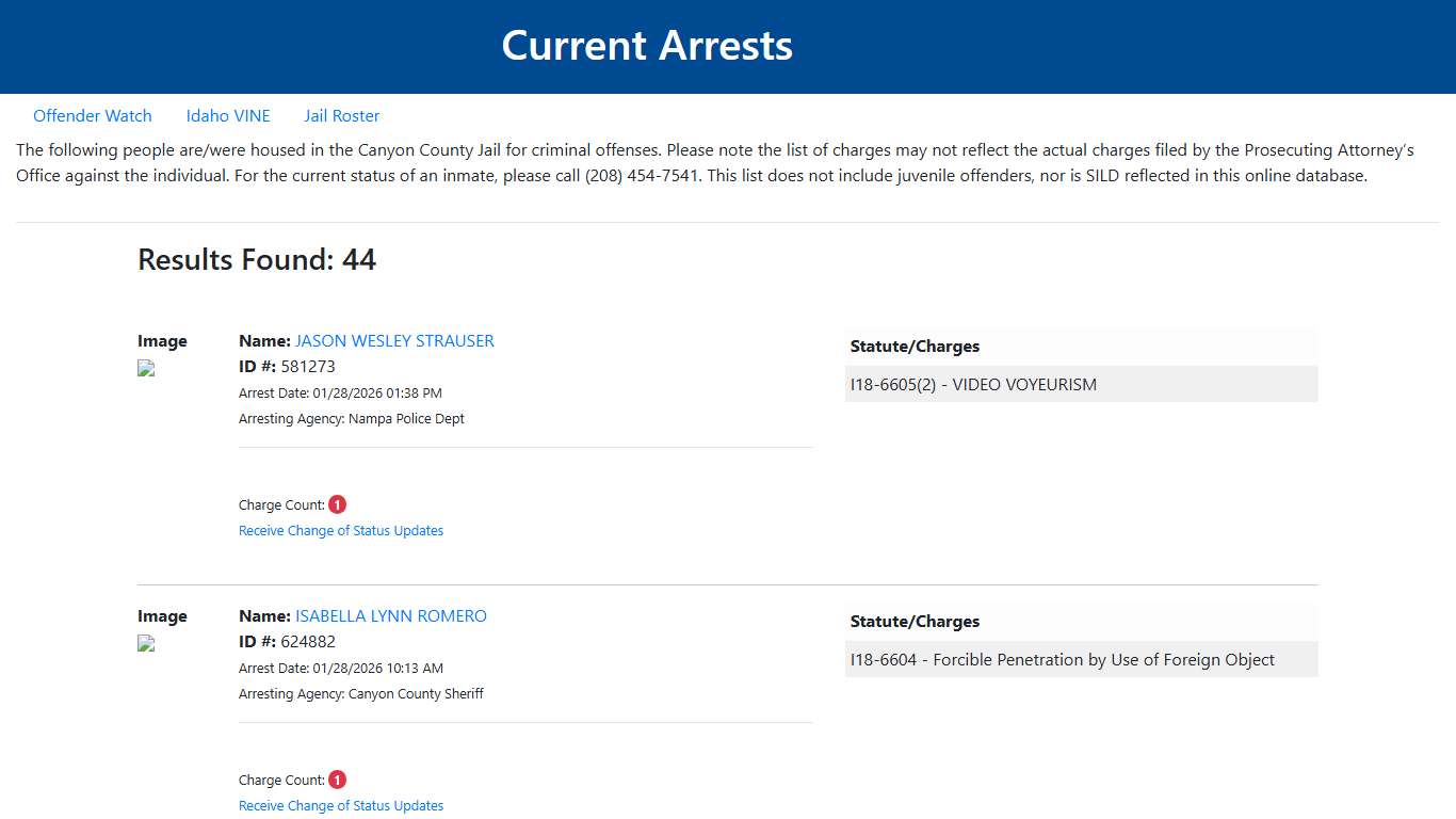 Current Arrests